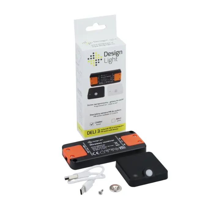 DELI 3 PIR Sensor with dimmer - Black - DELI-ZES-1P-CZ-03