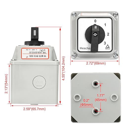 Changeover Switch 20A 4 Position 3 Phase 12 Terminals