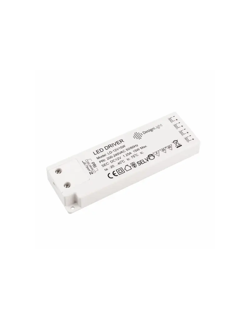 Flat Slim LED Driver 15w ( No Cables )    TRA-LD-15W-T-01