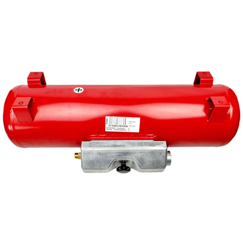 25 Litres Motorhome Gas Tank Only with Feet - Ø200mm by 884mm with set of valves and box - 400082