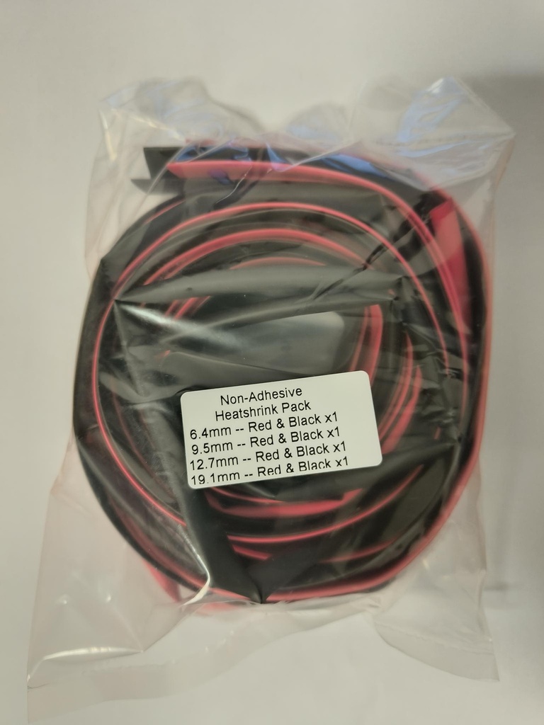 Non Adhesive Heatshrink Pack - 4 Sizes Red & Black (6.4mm/9.5mm/12.7mm/19.1mm) 