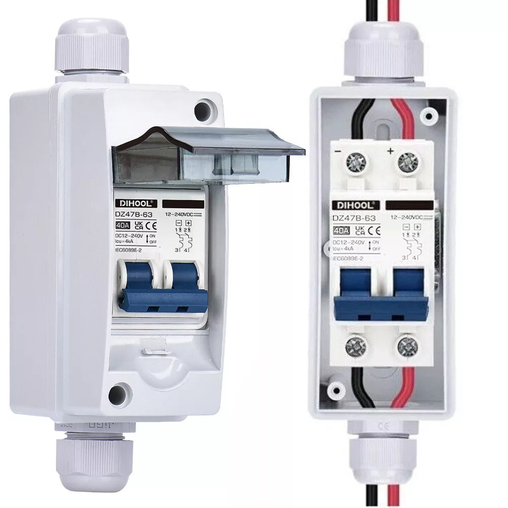 Solar Battery PV Switch DC 40 Amp 12V - 240V & Waterproof Enclosure