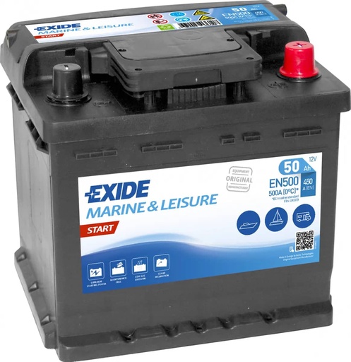 [105276] Exide EN500 ( 079 ) Start Marine and Multifit Leisure Battery 50Ah 450cca - EN500