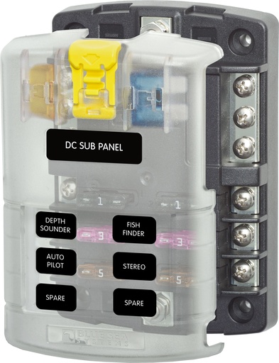 [119745] Blue Sea Systems Fuse Block ST-Blade 6 Circuits with Ground - 5025B-BSS