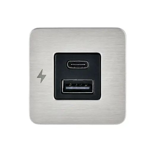 [119783] Scanstrut TILE - USB-A / USB-C Interiors Charging Socket 12/24V - Brushed Stainless Bezel SC-TILE-11