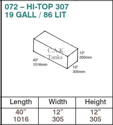 [119944] 072 - HI-TOP 307 - 86 Litre [19 Gallon] Water Tank w/ Anti-Surge Baffles - CAK-072