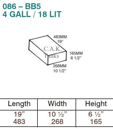 [119971] 086 - BB5 - 18 Litre [4 Gallon] Water Tank - CAK-086